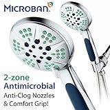 notilus Luxury Microbanシリーズ6-setting Megaハンドシャワーwith dual-zone抗菌ノズル&抗菌滑り止めグリップ