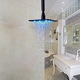 Rozin ®正方形8インチRainfallオーバーヘッドシャワーヘッドLEDライトオイルはブロンズ