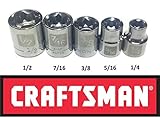 Craftsman Laser Etched Easy Read Laser Etched 5 Piece SAE Standard 3/8 Drive 8 Point Shallow Socket 