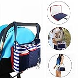 Hangli ベビーカー乳母車バギー収納バッグ 普遍的なベビーカーオーガナイザーバッグ大きなストレージスペース携帯電話ホルダーポケット 赤ん坊のおむつはパッドおよびコップのホールダーを変える 大きな防