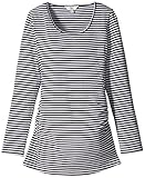 RIPE maternity ストライプスクープネックマタニティTシャツロングスリーブ サイズXL ネイビー/ホワイト W6627