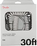 Fender Professionalシリーズ ツイードコイル楽器ケーブル、ギターケーブル、ギターアクセサリー、ストレート/アングル ホワイト、30フィート