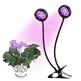 acetek LED成長ライト16 Wダブルヘッドクリップデスクランプグースネック360度柔軟なライト調節可能な2レベル調光機能付きforインドア植物Office Greenhouse Hydropo