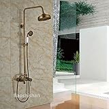 Brass Antique Wall Mounted Shower Mixer Faucet Set Bathroom Outdoor Bath Shower Mixer Taps (white ha