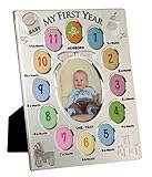 Viceni My First Year画像フォトフレーム、13絞りベビーギフト、シルバーメッキ