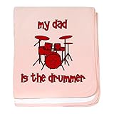 CafePress – My Dad Is the Drummer（ドラム）Baby Blanket – スーパーソフトベビー毛布、新生児おくるみ ピンク 485332344-0-173-0