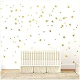 Gold Stars Wall Decal (130 Decals) Stars Pattern DIY Wall Stickers Removable Home Decoration Metalli