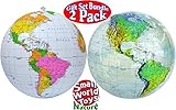 Small World Nature 16 Inflatable Political & Topographical Globes Gift Set Bundle - 2 Pack [並行輸入品]