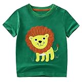 Chaufly Tシャツ ボーイズ キッズ アップリケ クロス ファッション かわいい ライオン 半袖 スリム フィット トップス