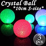 電池式 LEDライト クリスタルボール Sサイズ(10cm)3個セット グラデーションで七色に変化 イルミネーションボール
