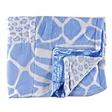 Tadpoles Animal Print Baby Blanket, Blue Patchwork by Tadpoles [並行輸入品]