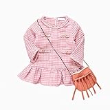 ベビー服 女の子ワンピース 子供服 Pojour 可愛いグリッドスカート長袖ドレス 厚手 オシャレ 冬秋 綿 通園 発表会 旅行 記念日 プレゼント ピンク