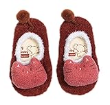 (ビグッド)Bigood かわいい ベビー 赤ちゃん もこもこ 暖かソックス 靴下 アニマル ルームシューズ ファーストシューズ 滑り止め 室内 出産祝い（レッドL）