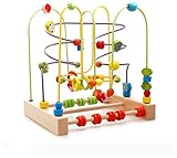 VolksRoseR Large Multicolor Wooden Bead Roller Coaster - Early Developmental Wire Bead Maze Game ゲーム
