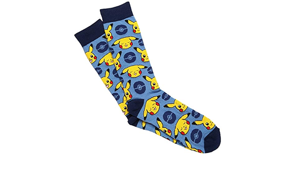Amazon ポケモン ピカチュウフェイス 大人用 クルーソックス ライトブルー 靴下 レッグウェア 通販