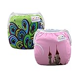 ALVABABY ベビー 再利用可能 スイムパンツ 防水 スイム布 経済的 おむつ 多用途 水着 2枚セット DYK09-10-JP