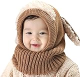 UniqueMall 選べる5色 うさぎちゃん風 ニット帽 ニット帽子 ベビー キッズ 赤ちゃん 子供 用 かわいい 防寒 マフラー 帽子