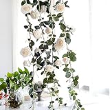 Kingsie 造花 枯れない花 インテリア造花 アートフラワー 薔薇 お祝い 結婚式 誕生日 母の日 1.8m 1本 (ホワイト)