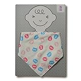 めんぷます田赤ちゃんのガーゼバンダナビブありがとう! (ブルー)約30×30cm※広げた状態綿100%日本製