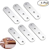 Kimlonton6pcs 良質ステンレス鋼4穴のフラットストレートボード修理家具の固定修理プレート(125*38mm厚さ 2.8mm)