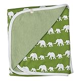 Reversible green elephant organic baby blanket by Pigeon Organics