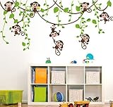 Fange DIY Removable Monkey Climbing Tree Art Mural Vinyl Waterproof Wall Stickers Kids Room Decor Nu