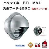 バクマ工業　 BD-150MVL　丸型フード付換気口　ガラリ（丸型・開口部：大）防火ダンパー付　150mm用