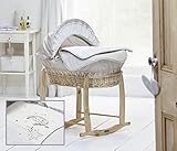 Clair de Lune Bedtime Story Natural Wicker Moses Basket with Quilted Liner