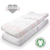 100% Organic Cotton Changing Pad Cover Pink for Girl - 2 pack 16X32 - Perfect for cradle and bassine