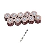 10個入り 軸付フラップホイール フラップ ホイール　ブラシ シャフト 円筒型　研削　研磨加工用 15mmx14mmx3mm 240#