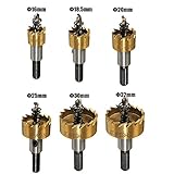 Bestgle HSS ドリルビット ホールソーセット 6PCS 金色 16-32mm ホールソーセット ステンレス 超硬 高速度鋼 金属合金対応 鉄 アルミ 木工 プラスチック 穴あけ 工具