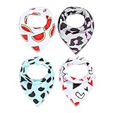 GudeHome 4枚セット ベビー スタイ ビブ よだれかけ 2層タイプ 三角 バンダナ型 スナップ サイズ調整可能