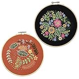 Tmtop 刺しゅう 刺繍キット 花柄 クロスステッチキット 3D 2セット 初心者 手作り 手芸 可愛い 刺繍布+竹刺繍枠+ツール DIY