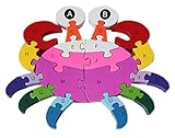 Yuelian(TM) 子供知育玩具 幼児 木製のおもちゃ 玩具 アルファベットや数字 カニ 動物 遊具 木製パズル 組み合わせ