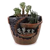 T4U 16CM 陶器鉢 ボルケーノクラック 多肉植物、サボテン鉢 フラワーポット DIYプランター容器 オレンジ