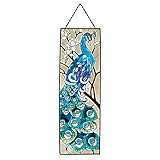 Design Toscano Peacock's Pageantry Hand-Painted Art Glass Panel
