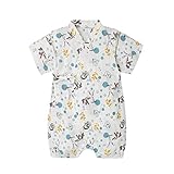 男の子甚平 ロンパース 綿100% (白, 70)