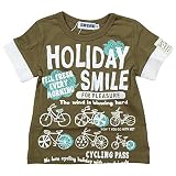 《初夏盛夏対応》 SUCRE(シュクル) 天竺自転車半袖プリントTシャツ 120cm /カーキ NO.F-474185
