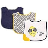 Luvable Friends 3 Piece Feeder Bibs with Teether Bib, Blue Lemon by Luvable Friends