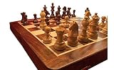 ChessCentral Magnetic Travel Wooden Chess Set - Chess Board Folds for Chess Piece Storage[並行輸入品]