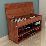 Hicy 天然木 玄関 ベンチ 棚付き 玄関 シューズラック 木製 下駄箱 シューズボックス ベンチ (ナチュラル)