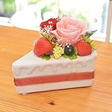[florence du]プリザーブドフラワー 三角フラワーケーキ 「ショートケーキ」 ケーキ箱風クリアーケース付 花 ギフト フラワーギフト 退院祝い 退職祝い 誕生日 プレゼント