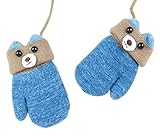 [青]ニットベビー手袋子供のための暖かい冬の手袋