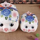 シンディ・& Will 1セラミックMedium Wealth Pig Piggy Bank / Saving Bank赤ちゃん装飾、ブルー