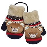 キッズ ひも付きミトン型アニマル手袋　6色 POM&MIMIE ワンサイズ,POM (Navy)