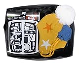 a289ミニミンク高級ファー素材フットマフフットマフブラックとラヴィNYのニット帽子イエロースターにベルトカバーメトロポリタンがセットになったセレブリティギフト