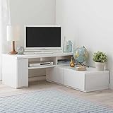 日本製伸縮テレビ台 (ホワイト) 【大型】 伸縮 コーナー テレビボード TV台 完成品 大量収納 日本製 おしゃれ 幅99～159ｃｍ