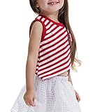 (ウォ２U)Woo2u ガールズ 女の子 子供 春夏 白赤 ストライプ ノースリーブ スポーツ 入園式 上着 通園 Tシャツ カジュアル ブラウス トップス タンクトップ 110