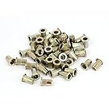 uxcell　リベットナット　フラットヘッド　炭素鋼　亜鉛メッキ製　ブロンズトーン　 50 個 M4メスねじ径