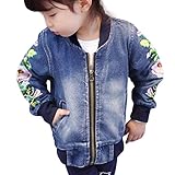 Plus Nao(プラスナオ) デニムジャケット 花柄刺繍 人気 トレンド 前ファスナー ベビー キッズ 長袖 子ども 幼児 低学年 女の子 女児 ガール デニム 130